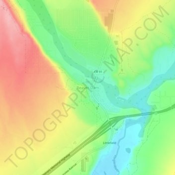 Beaver Dam地形图、海拔、地势