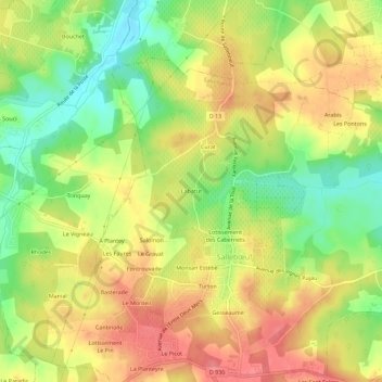 Labatut地形图、海拔、地势