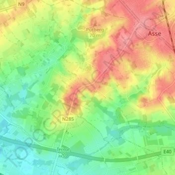 Koudertaveerne地形图、海拔、地势