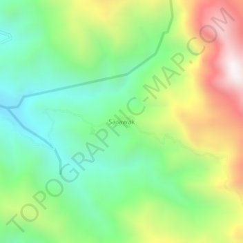 Sarawak地形图、海拔、地势