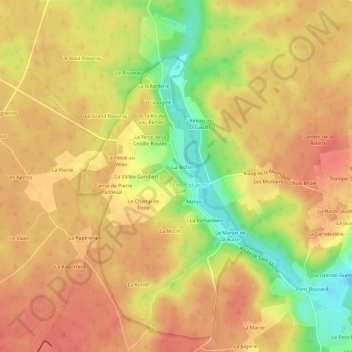 La Charbonnière地形图、海拔、地势