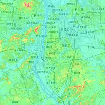 天心区地形图、海拔、地势