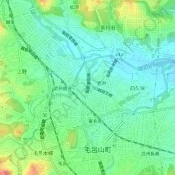 岩井地形图、海拔、地势