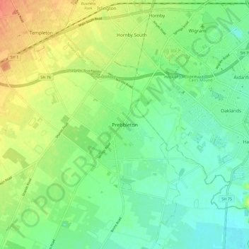 Prebbleton地形图、海拔、地势