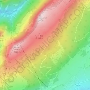 Sous la Joux地形图、海拔、地势