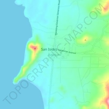 Batobato地形图、海拔、地势
