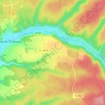 La Placardelle地形图、海拔、地势