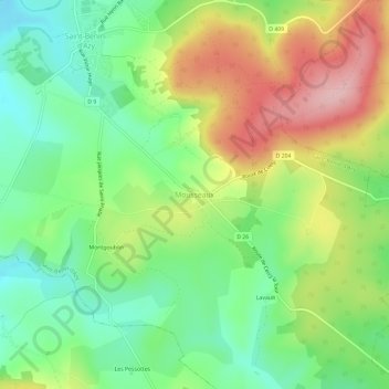 Mousseaux地形图、海拔、地势