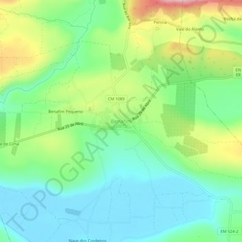 Benafim地形图、海拔、地势