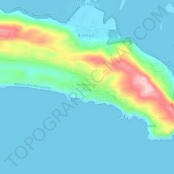 Brenton on Sea地形图、海拔、地势