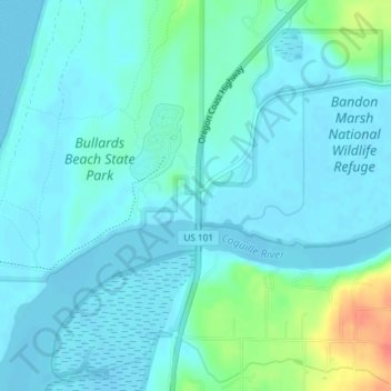 Bullards地形图、海拔、地势