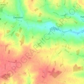 Assington Green地形图、海拔、地势