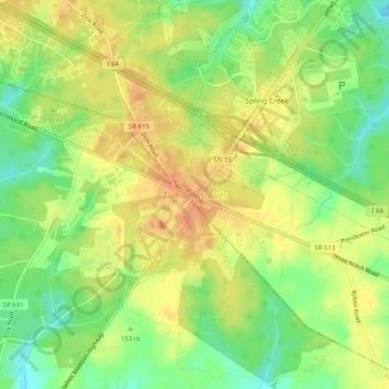 Zion Crossroads地形图、海拔、地势