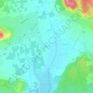 Bizac地形图、海拔、地势