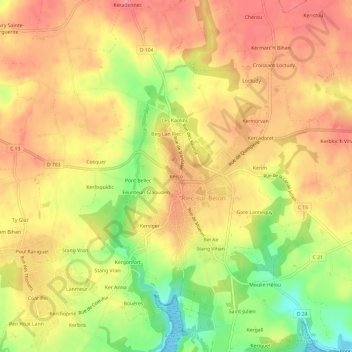 Kerco地形图、海拔、地势