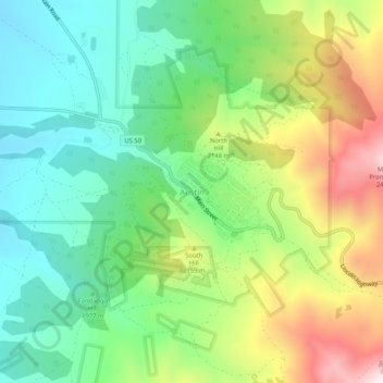 Austin地形图、海拔、地势