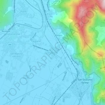 Orzignano地形图、海拔、地势