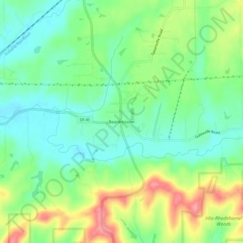 Beanblossom地形图、海拔、地势