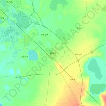 安达市地形图、海拔、地势