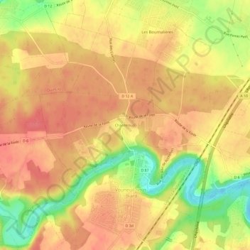 Chanteloup地形图、海拔、地势