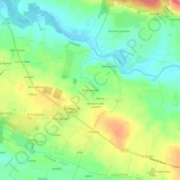 Saint-Laurent地形图、海拔、地势