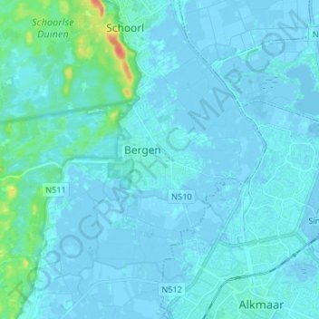Bergen地形图、海拔、地势