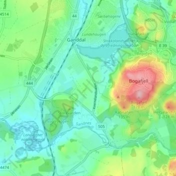Vagle地形图、海拔、地势