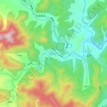 暖水面村地形图、海拔、地势