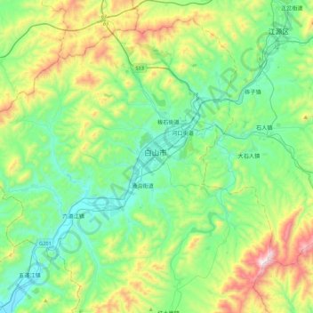 白山市地形图、海拔、地势