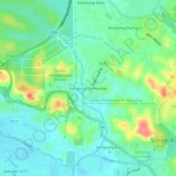 Kampung Cempedak地形图、海拔、地势