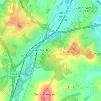Beauséjour地形图、海拔、地势