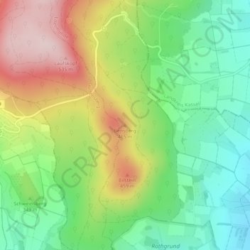 Bensberg地形图、海拔、地势