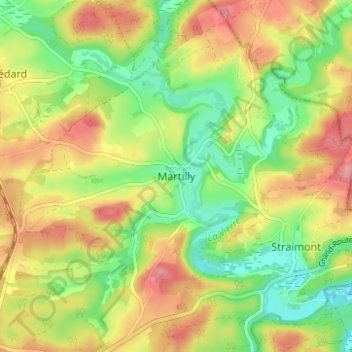 Martilly地形图、海拔、地势