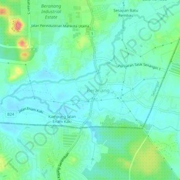 Kampung Tanjung地形图、海拔、地势
