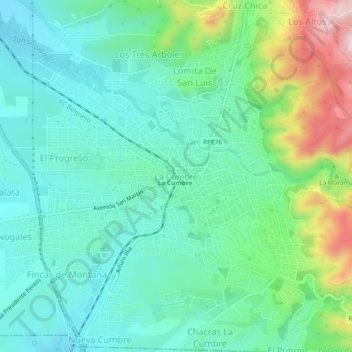 La Cumbre地形图、海拔、地势