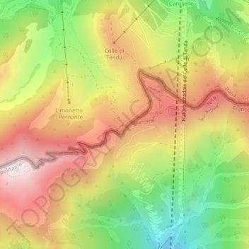 Col de Tende地形图、海拔、地势