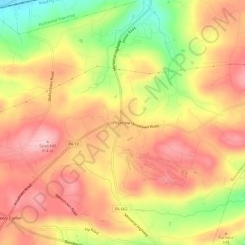 Pricetown地形图、海拔、地势