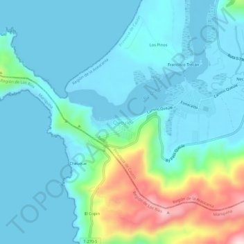 Queule地形图、海拔、地势