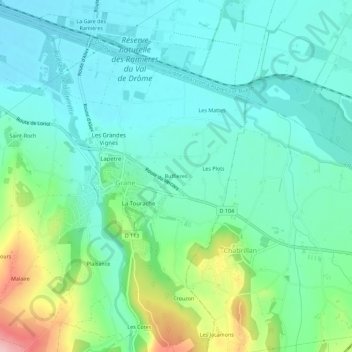 Buffieres地形图、海拔、地势