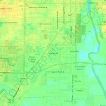 Sunnyland地形图、海拔、地势
