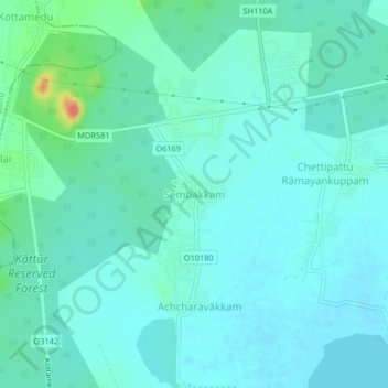 Sembakkam地形图、海拔、地势