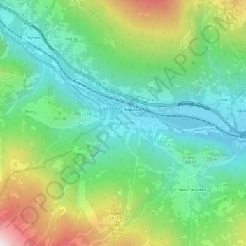 Beaulard地形图、海拔、地势
