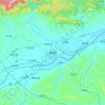 城固县地形图、海拔、地势