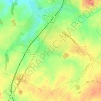 Cours d'Eau地形图、海拔、地势