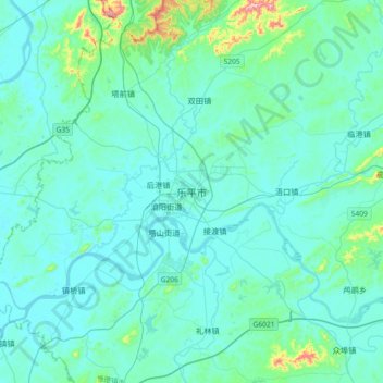 乐平市地形图、海拔、地势