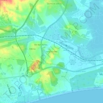 Fonte e Azeda地形图、海拔、地势