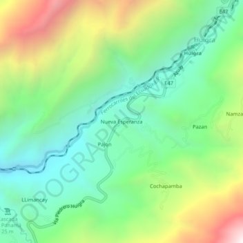 Nueva Esperanza地形图、海拔、地势