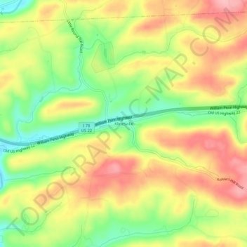Klinesville地形图、海拔、地势