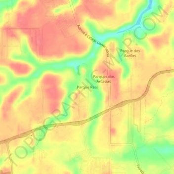 Parque Real地形图、海拔、地势