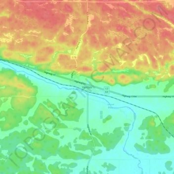 Verner地形图、海拔、地势